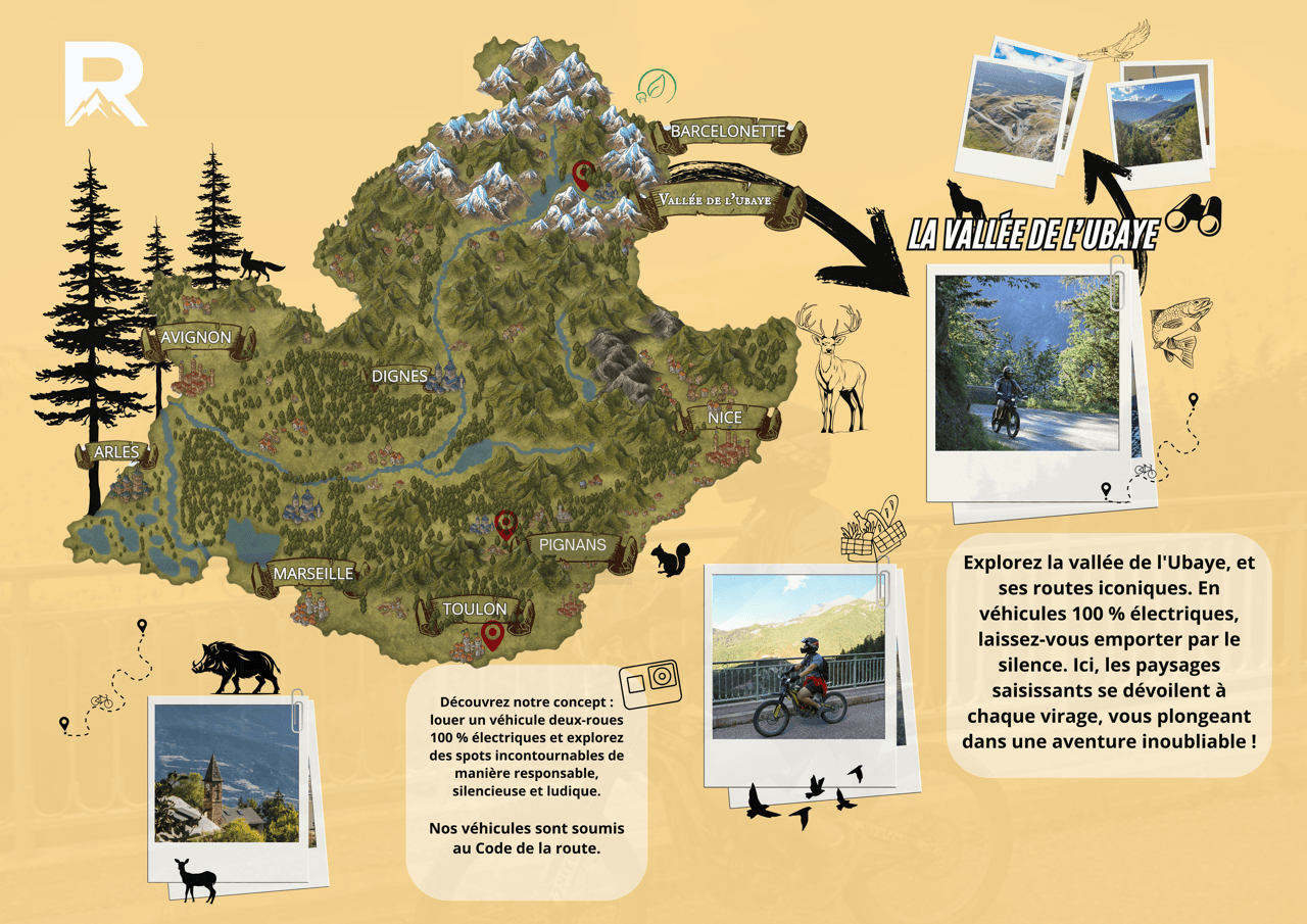 Carte des secteurs de balade dans la vallée de l’Ubaye